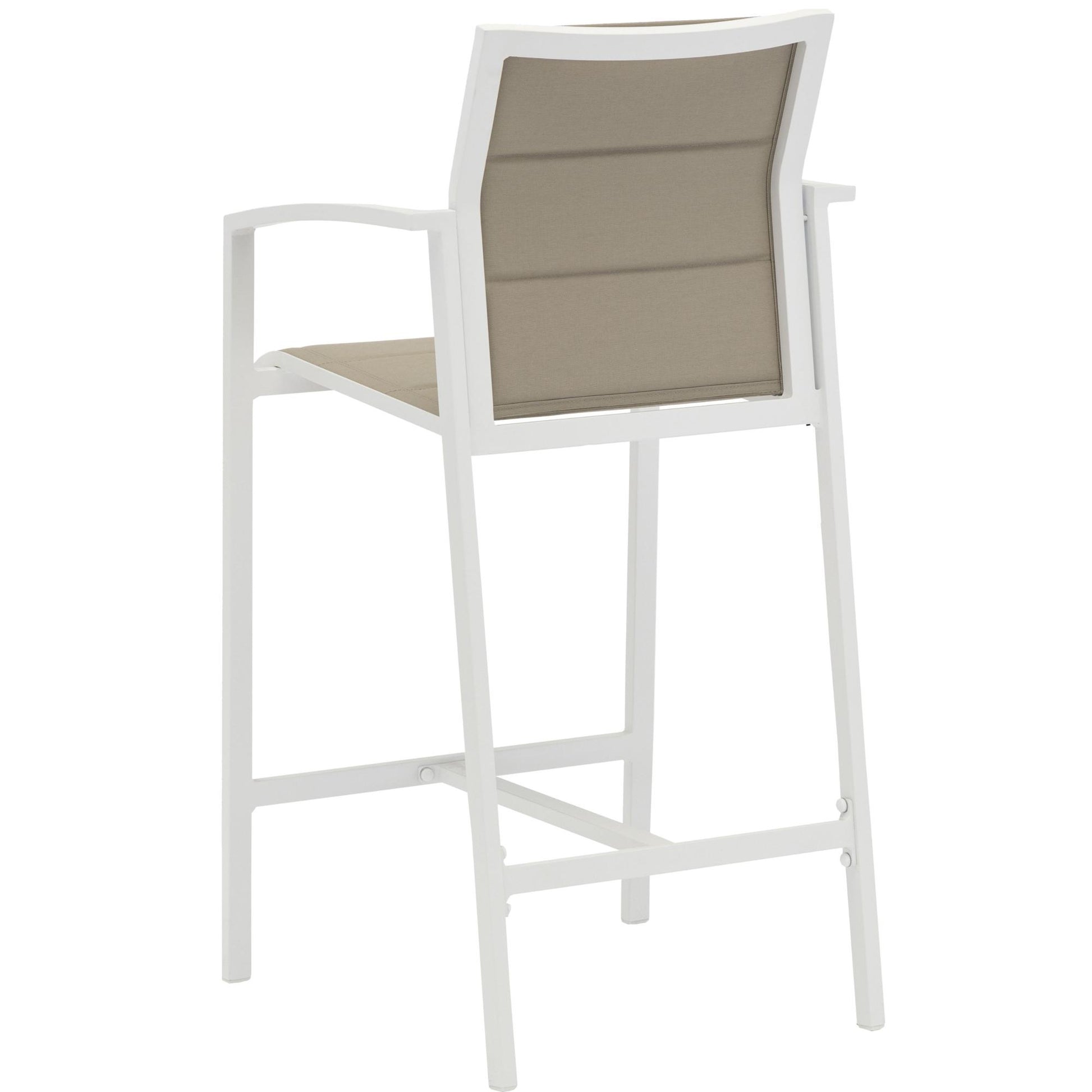 Sillón para barra de bar ORICK aluminio blanco y textil taupe