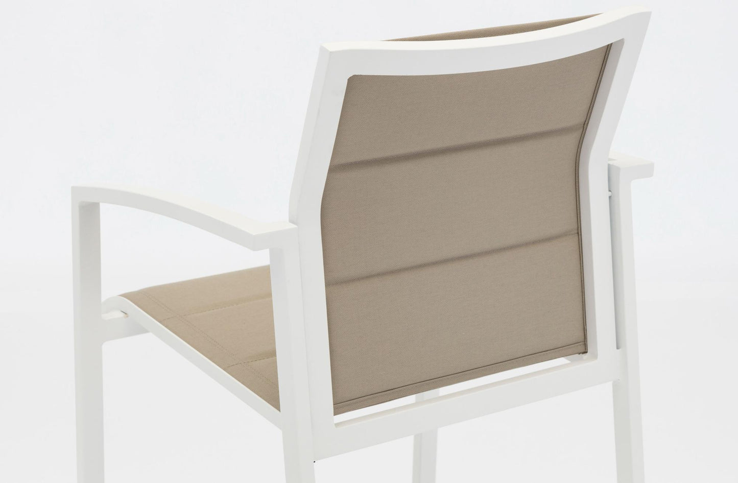 Sillón para barra de bar ORICK aluminio blanco y textil taupe