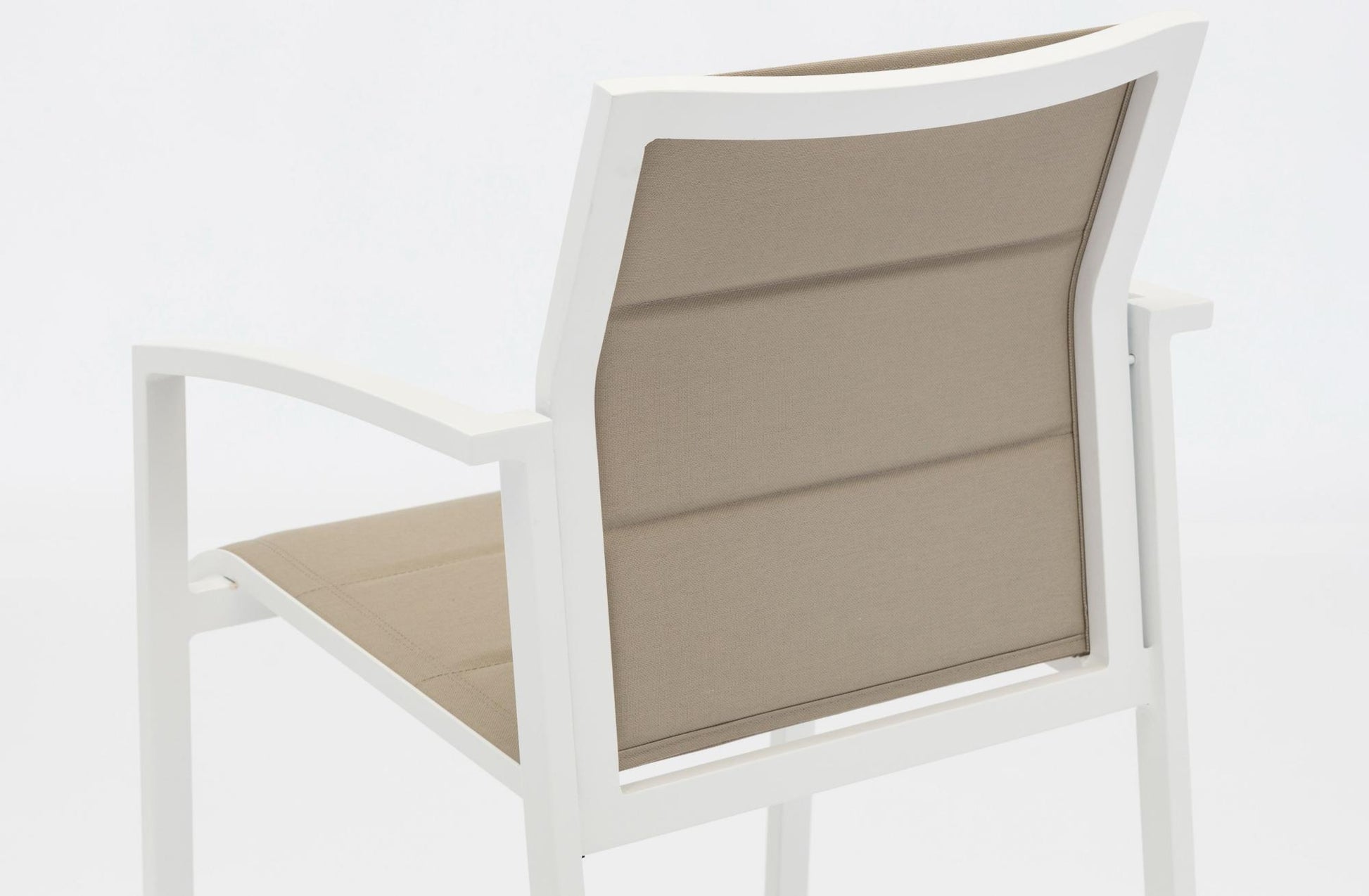Sillón para barra de bar ORICK aluminio blanco y textil taupe