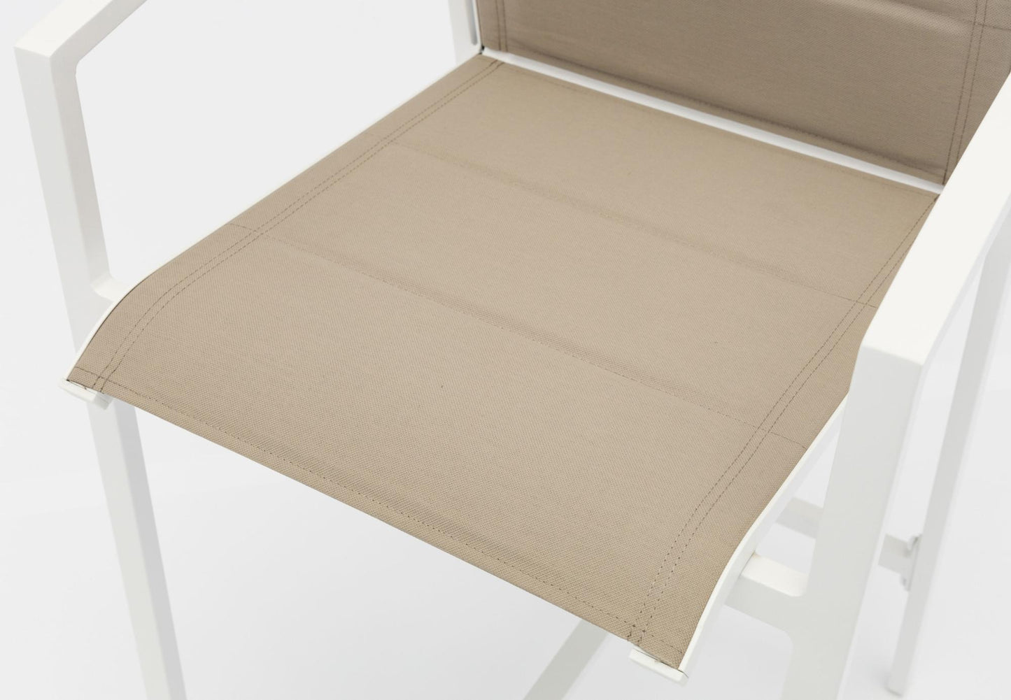Sillón para barra de bar ORICK aluminio blanco y textil taupe