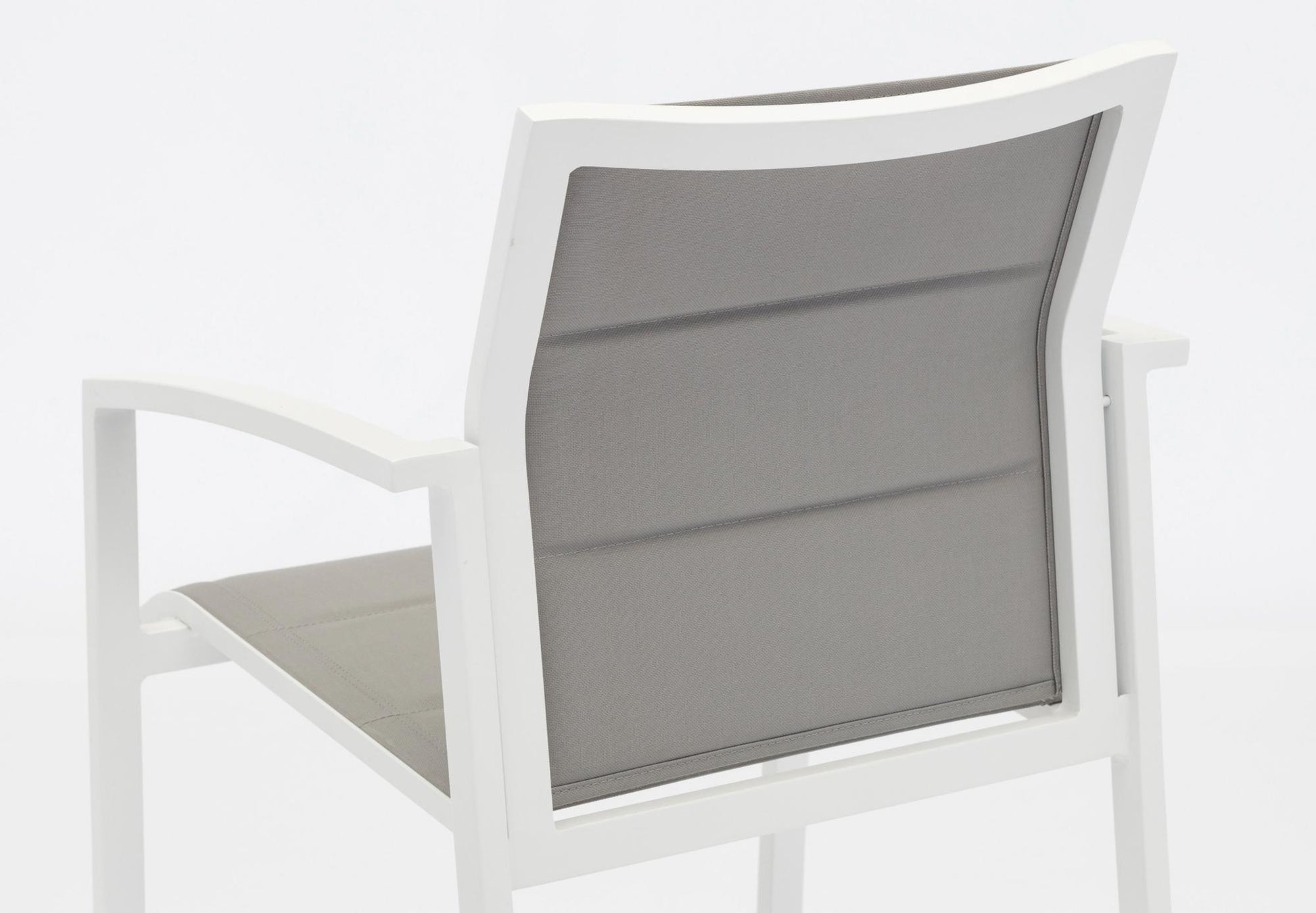 Sillón para barra de bar ORICK aluminio blanco y textilene gris