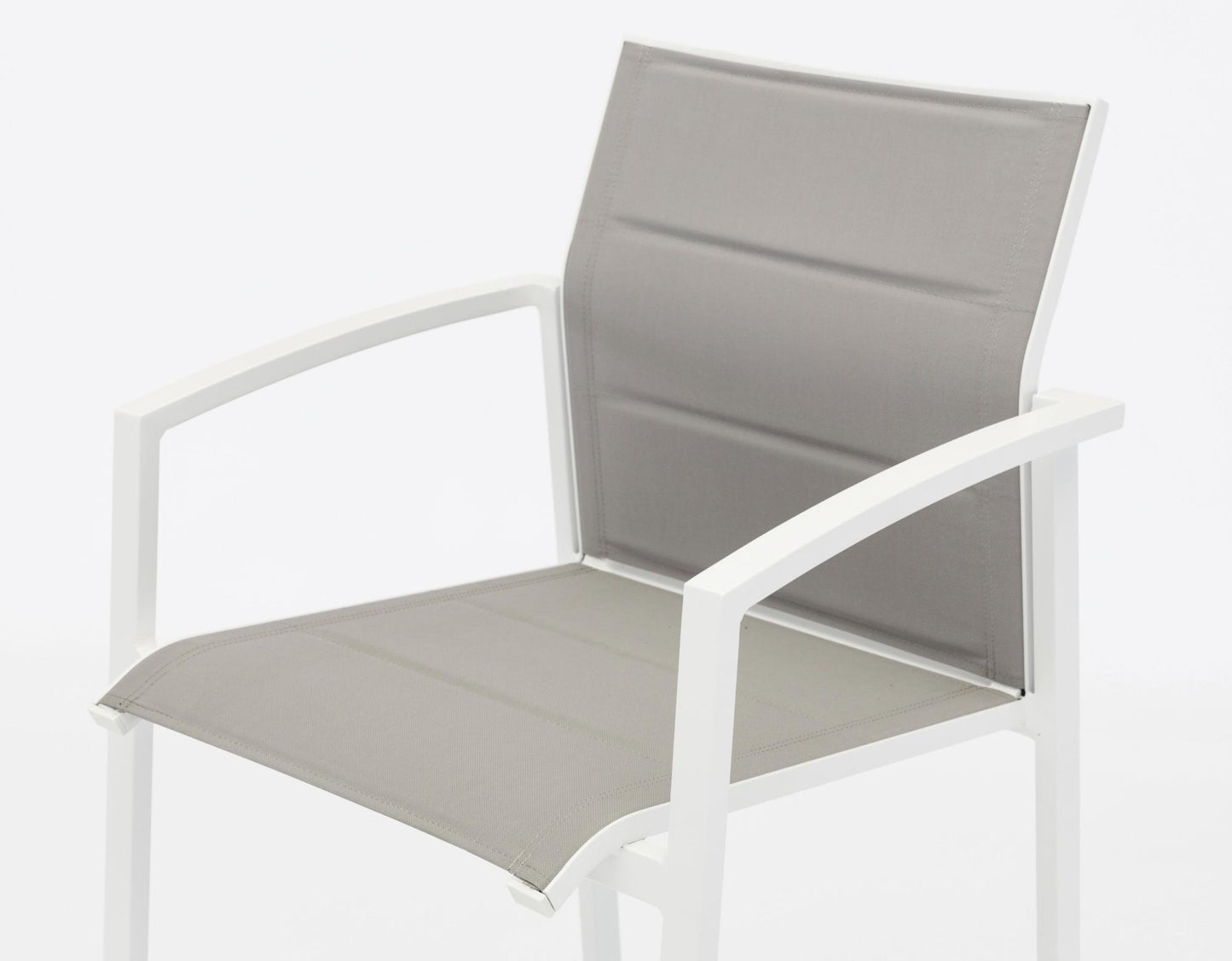 Sillón para barra de bar ORICK aluminio blanco y textilene gris