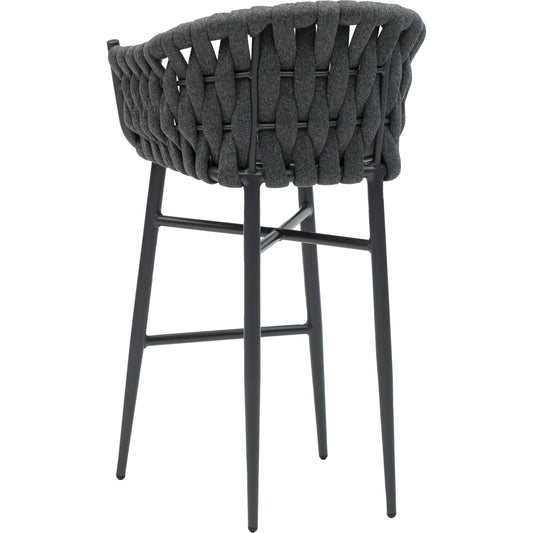 Sillón para barra de bar Meridian aluminio y cuerda antracita con cojín gris  medio