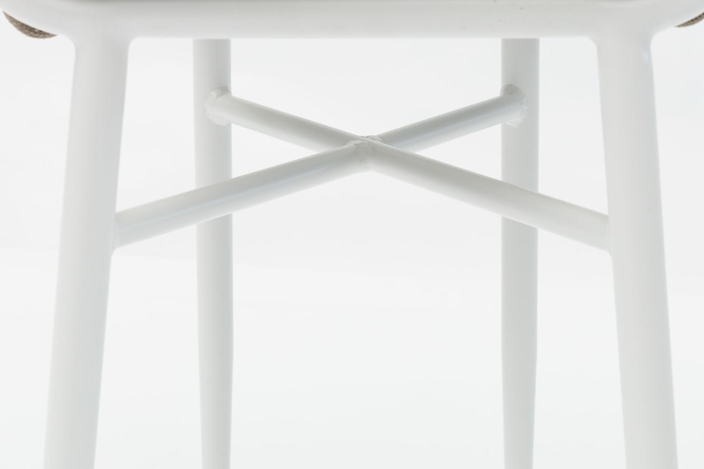 Sillón para barra de bar Meridian aluminio blanco cuerda greige y textil greige