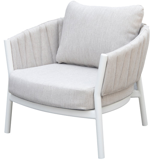 Sofá 1 plaza Attica aluminio blanco y textil gris claro