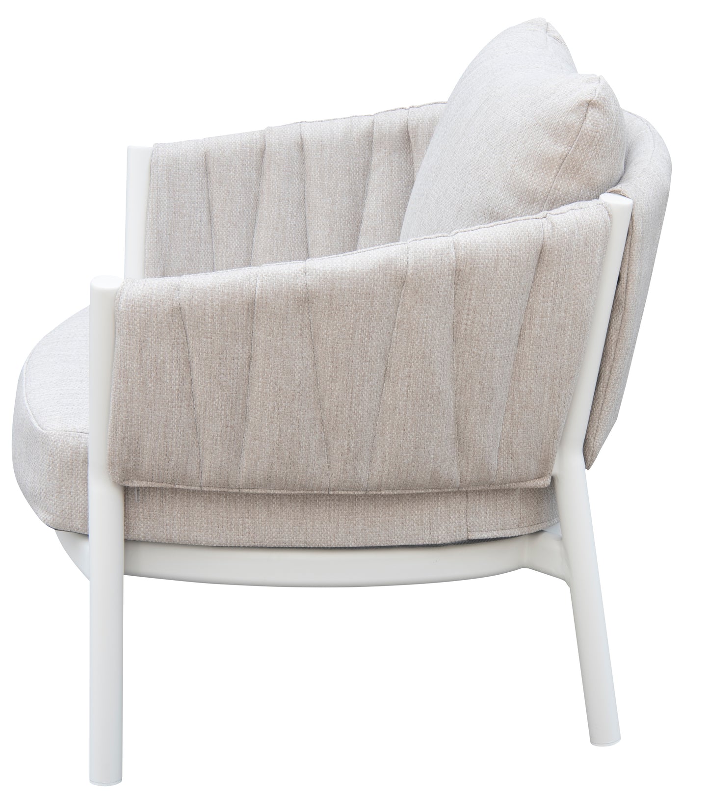 Sofá 1 plaza Attica aluminio blanco y textil gris claro