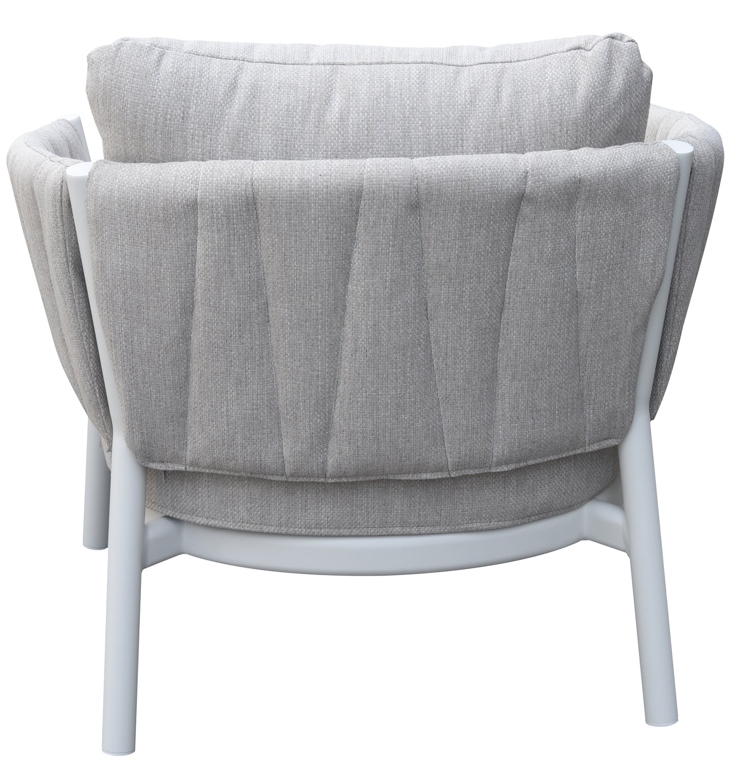 Sofá 1 plaza Attica aluminio blanco y textil gris claro