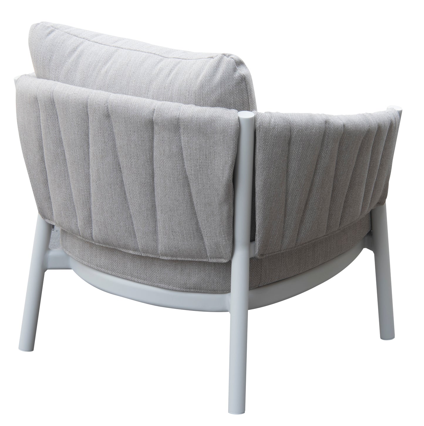 Sofá 1 plaza Attica aluminio blanco y textil gris claro