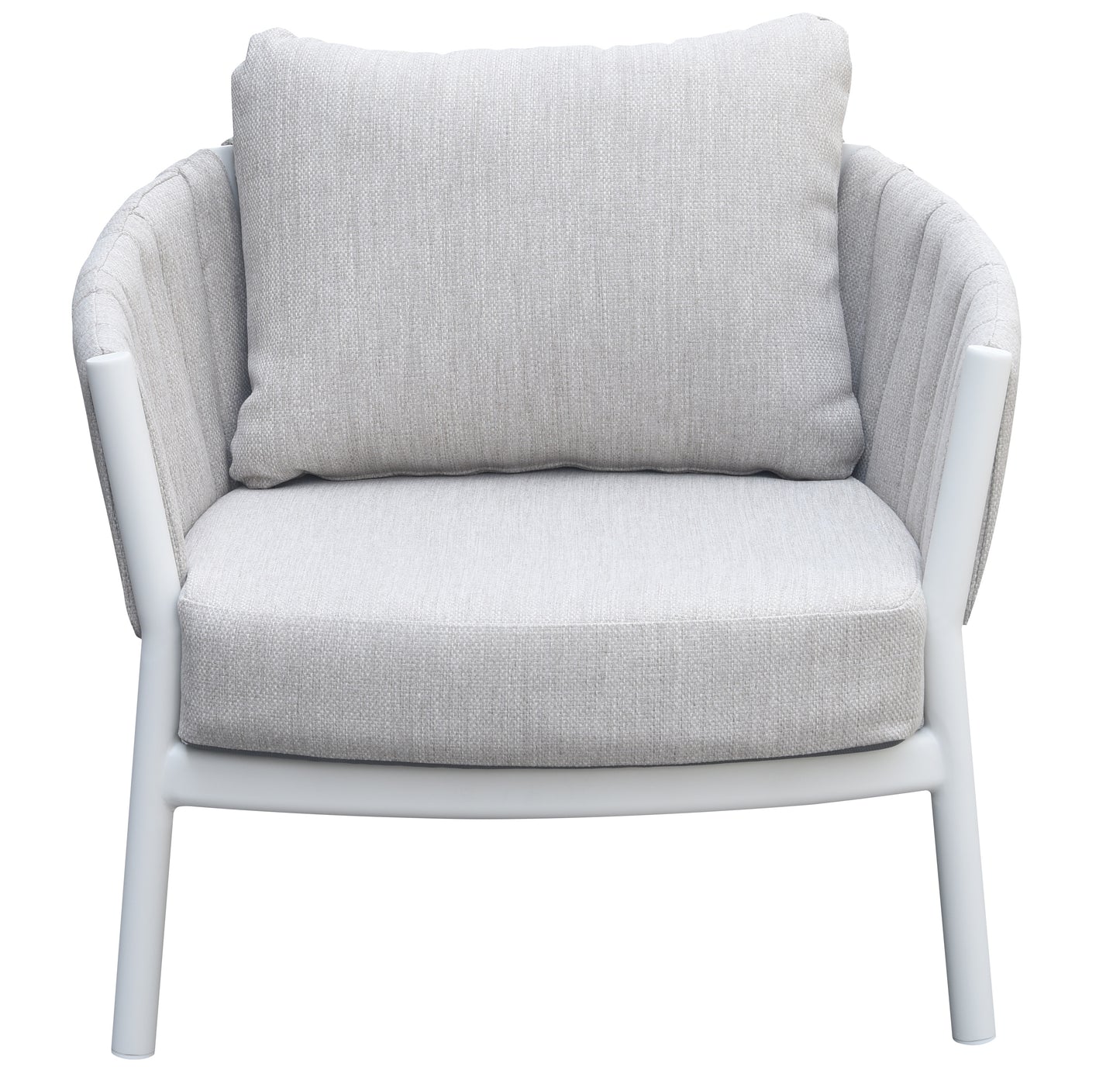 Sofá 1 plaza Attica aluminio blanco y textil gris claro