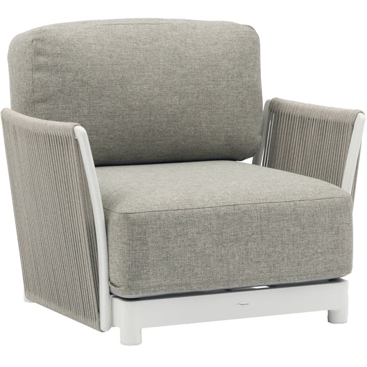 Sofá 1 plaza Silai aluminio blanco textil gris medio