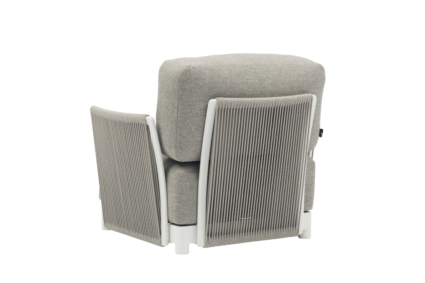 Sofá 1 plaza Silai aluminio blanco textil gris medio