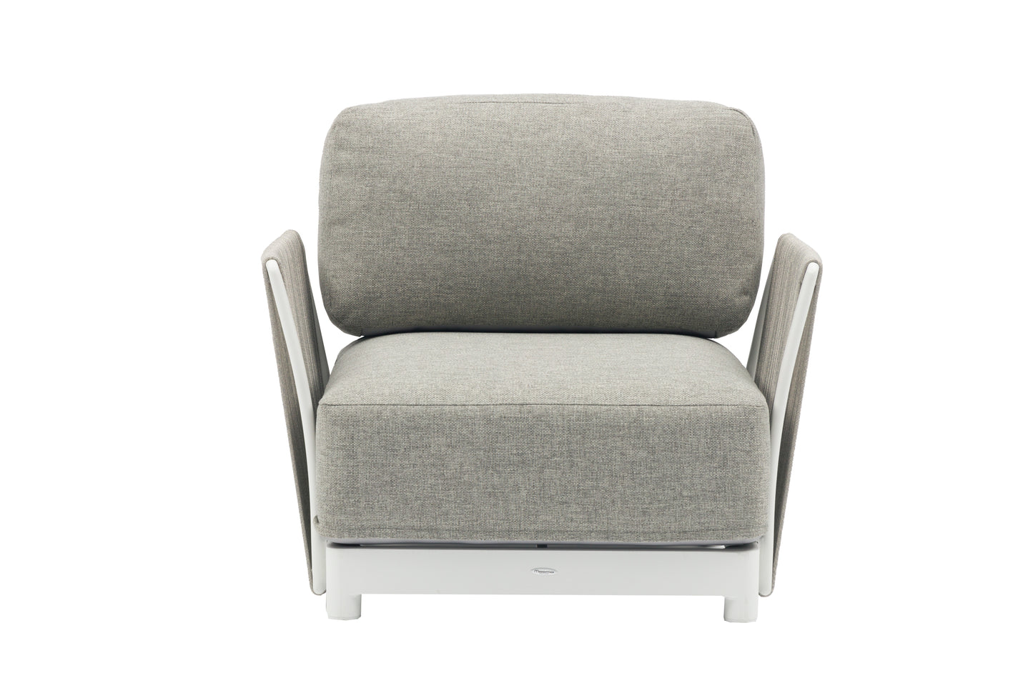 Sofá 1 plaza Silai aluminio blanco textil gris medio