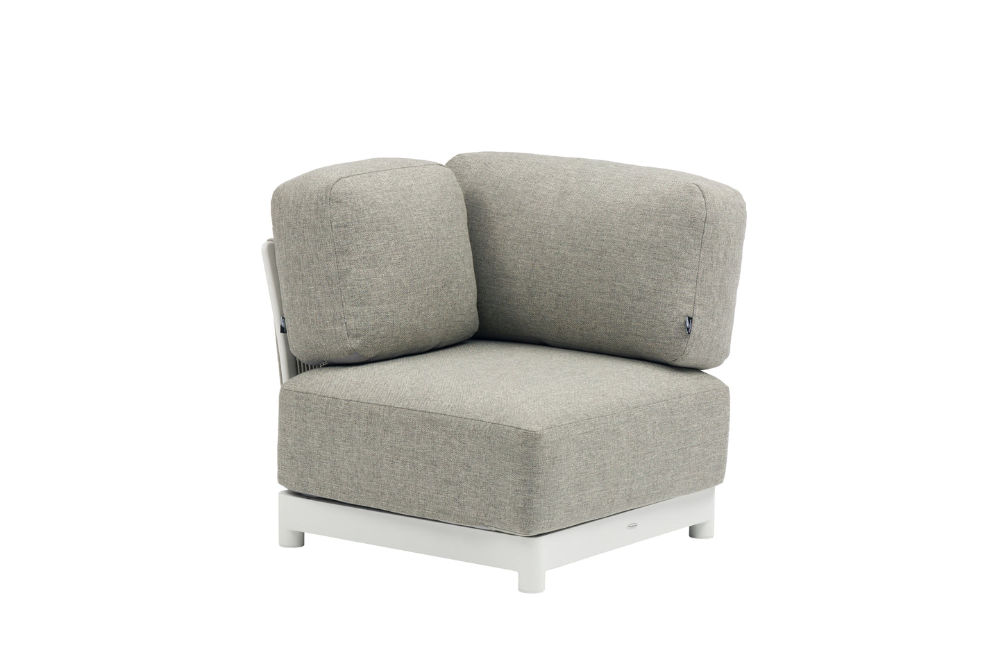 Sofá 1 plaza Silai aluminio blanco textil gris medio