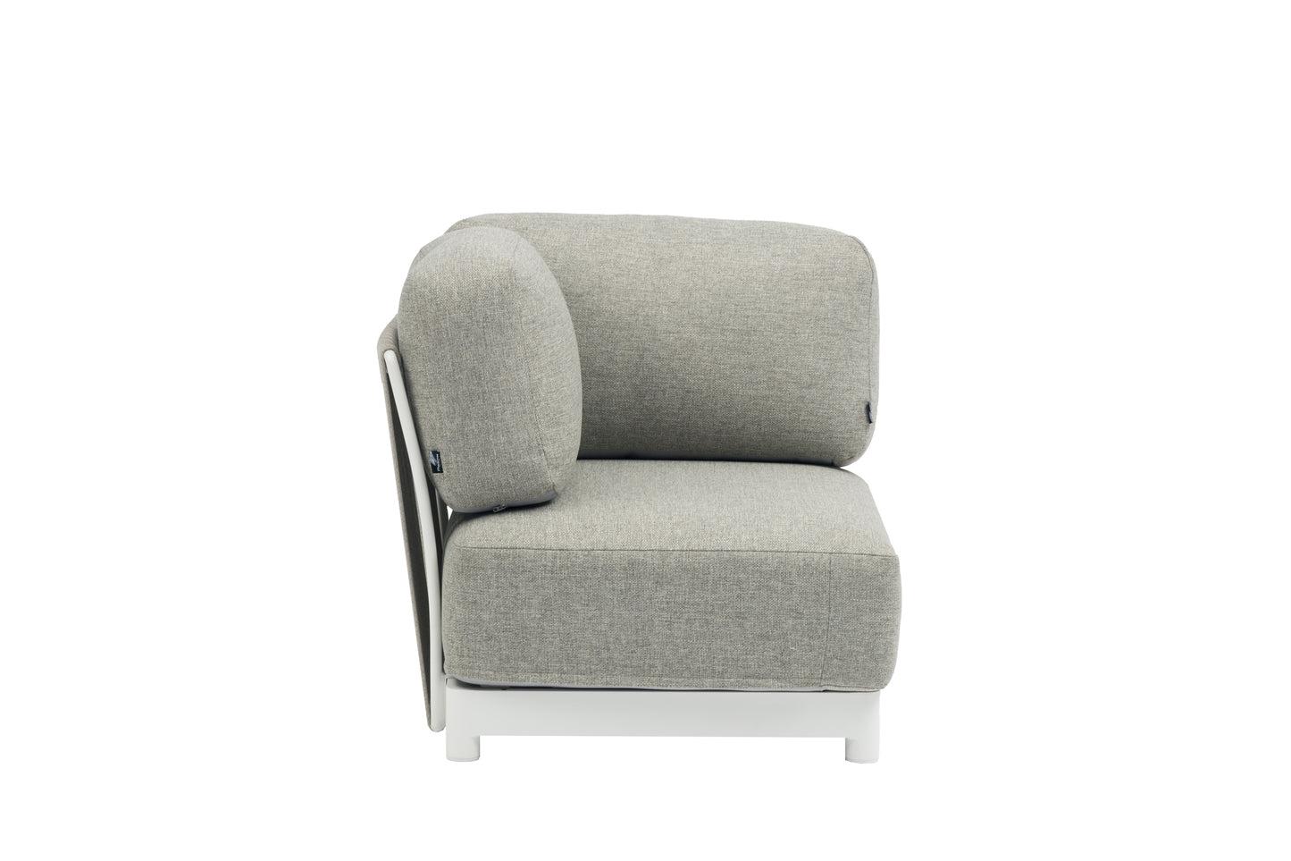 Sofá 1 plaza Silai aluminio blanco textil gris medio