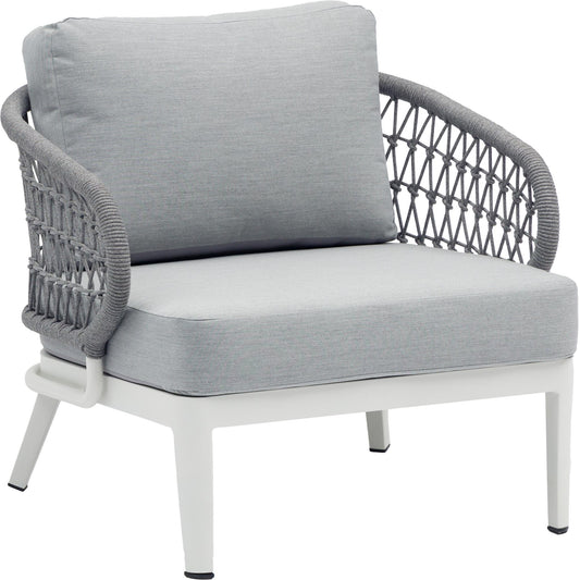 Sofá de 1 plaza Isabela aluminio blanco textil gris claro
