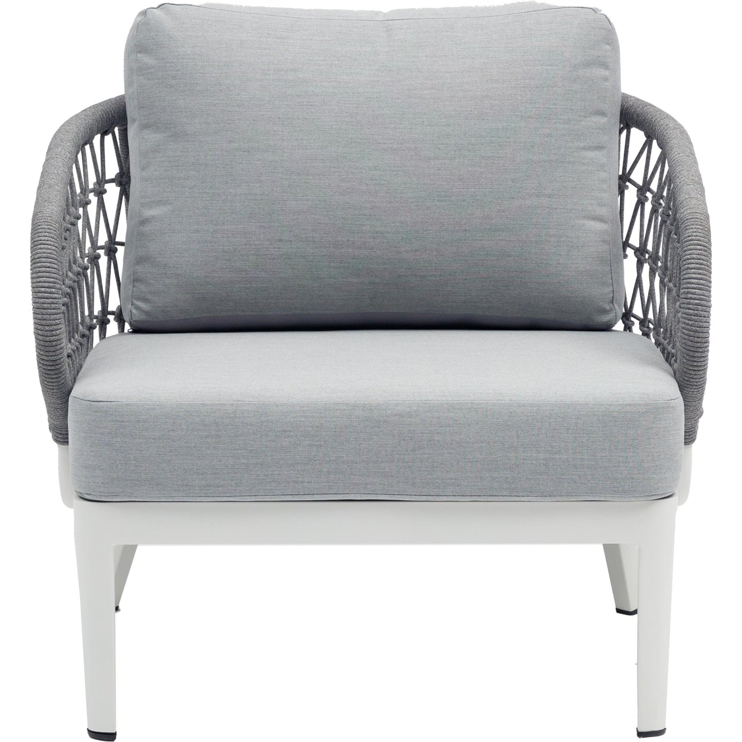Sofá de 1 plaza Isabela aluminio blanco textil gris claro