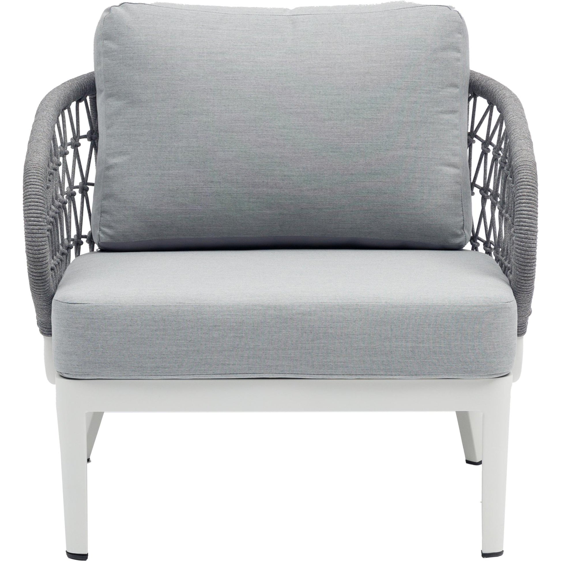 Sofá de 1 plaza Isabela aluminio blanco textil gris claro