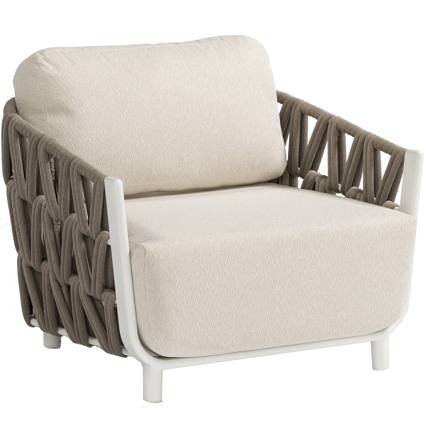 Butaca 1 plaza Carson aluminio blanco textil beige