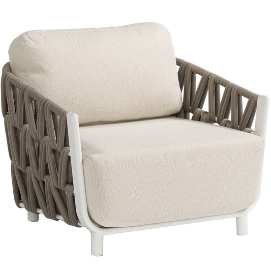 Butaca 1 plaza Carson aluminio blanco textil beige