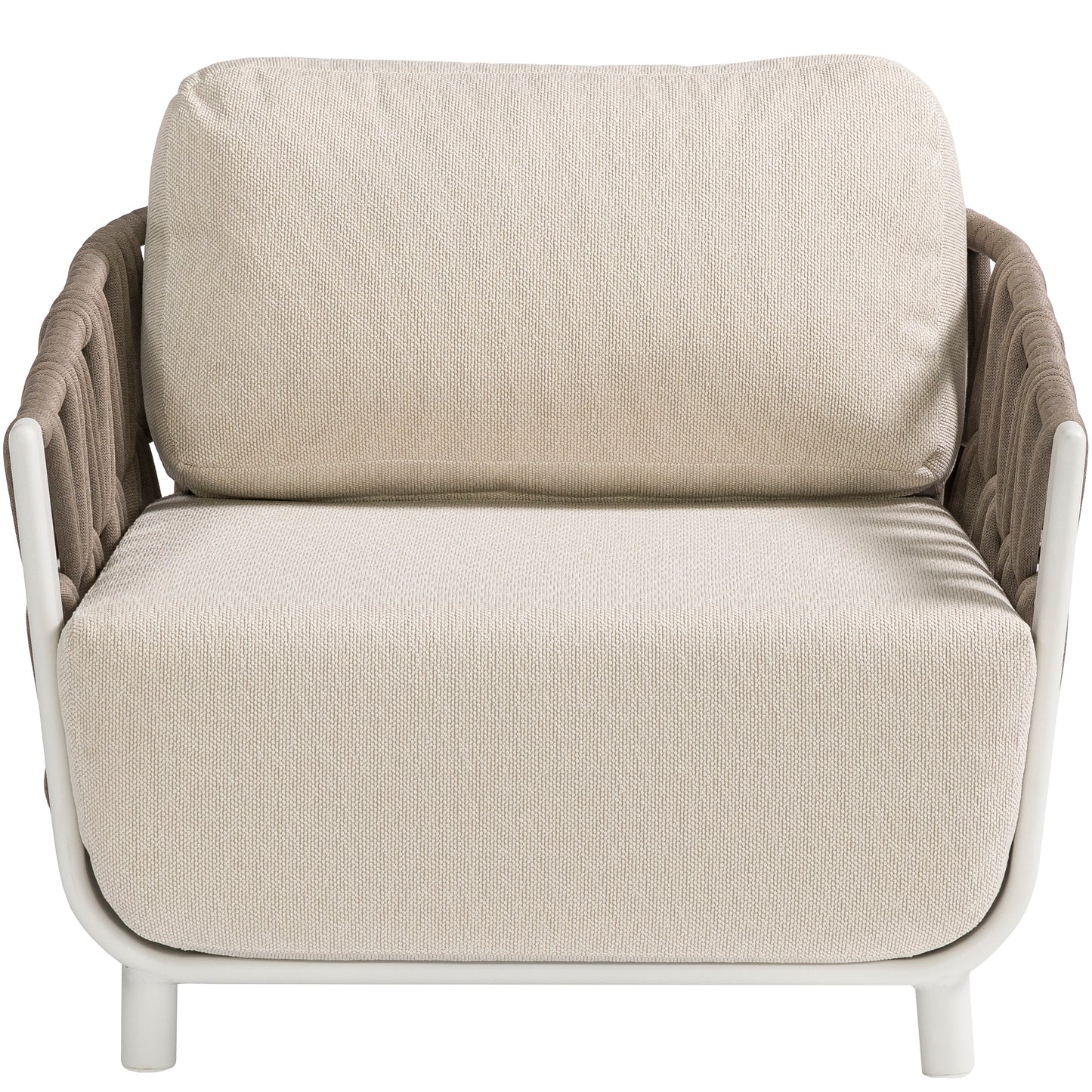 Butaca 1 plaza Carson aluminio blanco textil beige