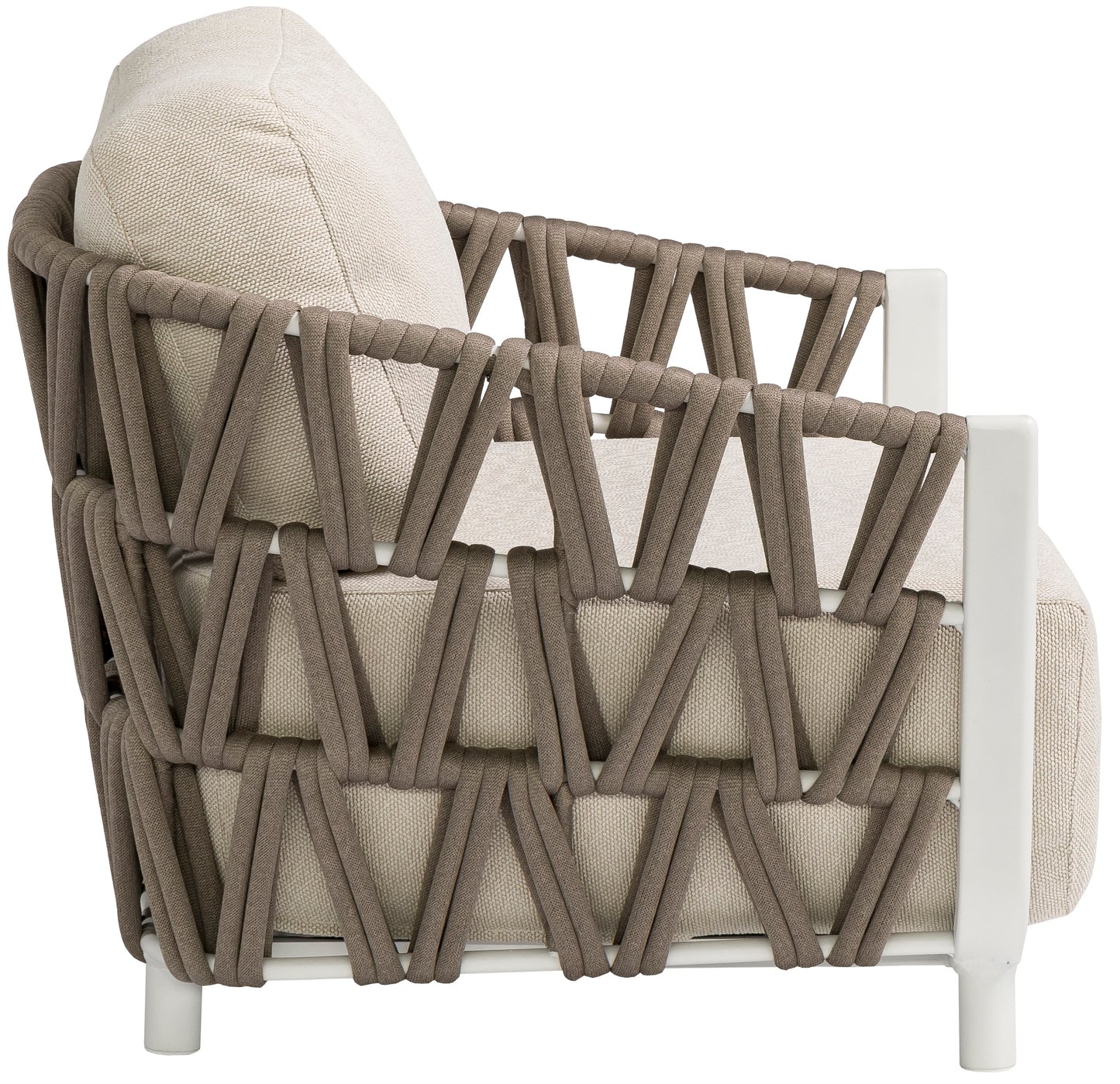 Butaca 1 plaza Carson aluminio blanco textil beige