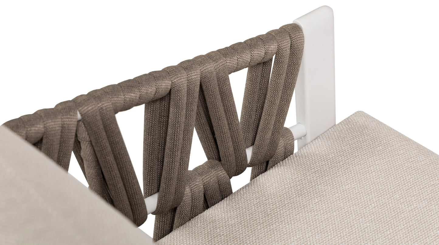 Butaca 1 plaza Carson aluminio blanco textil beige