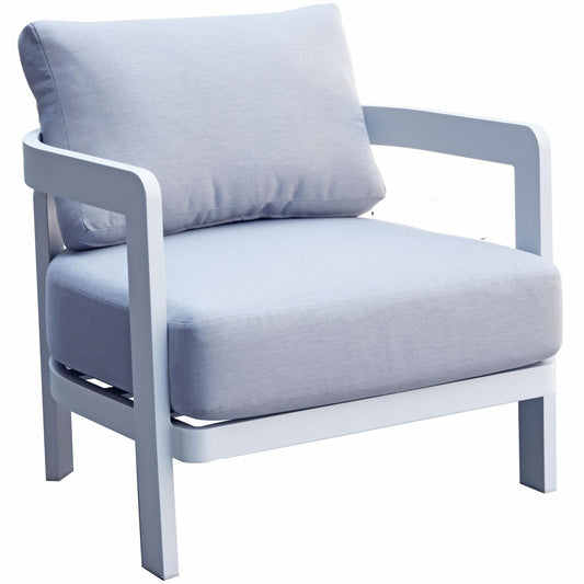 Sofá de 1 plaza Babylon aluminio blanco y textil gris medio