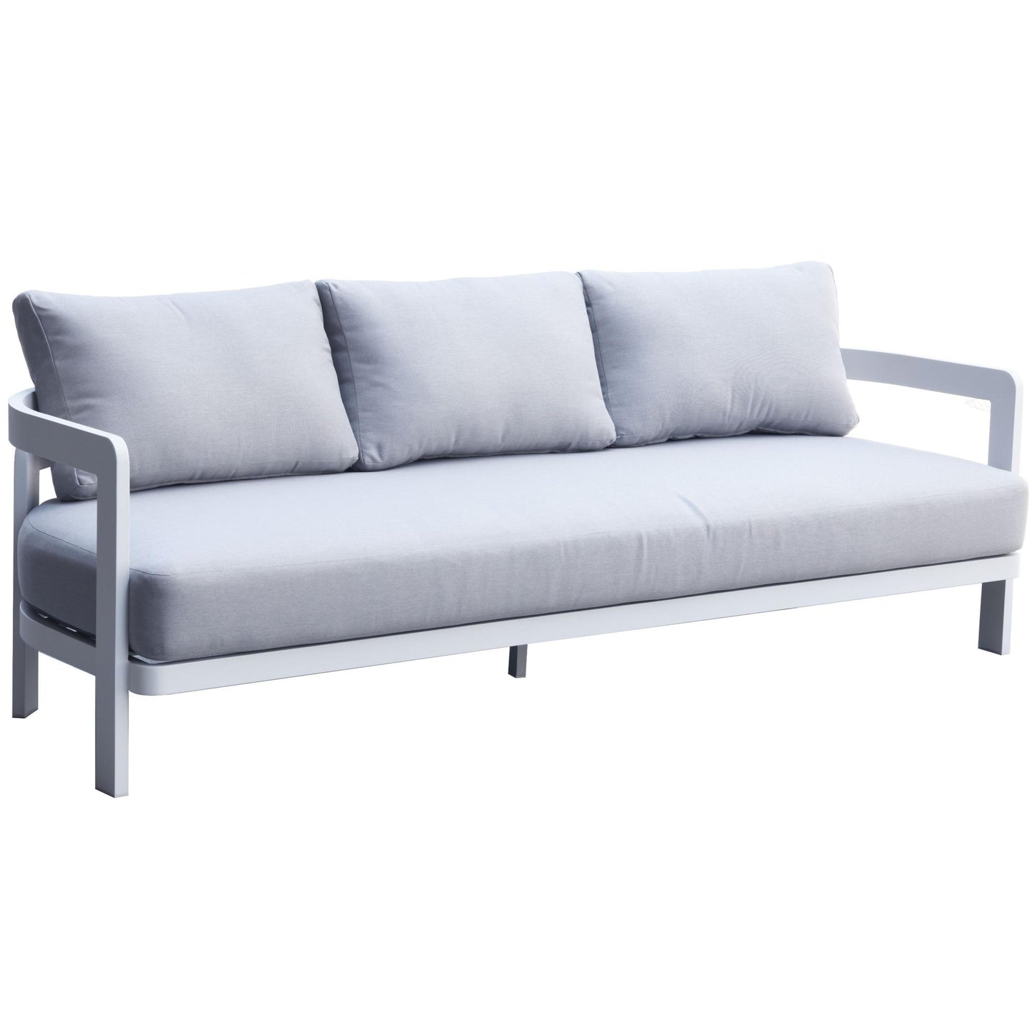 Sofá de 3 plazas Babylon aluminio blanco y textil gris medio