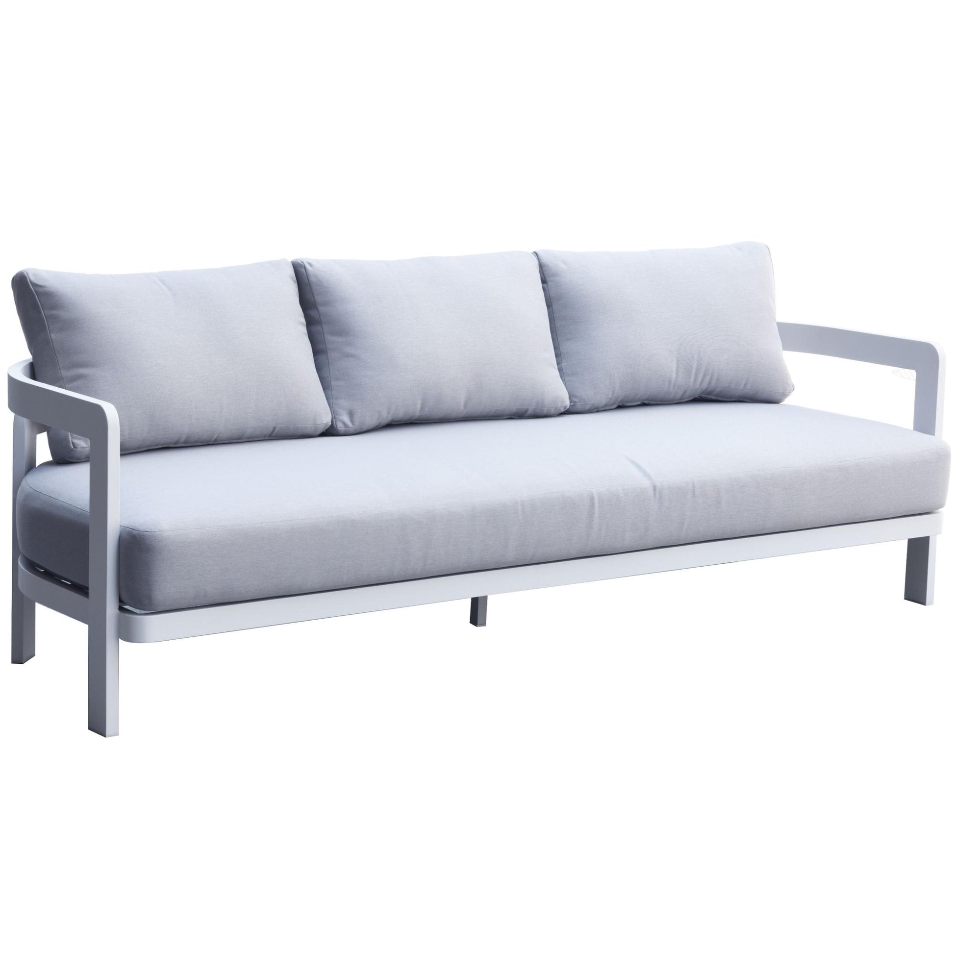 Sofá de 3 plazas Babylon aluminio blanco y textil gris medio