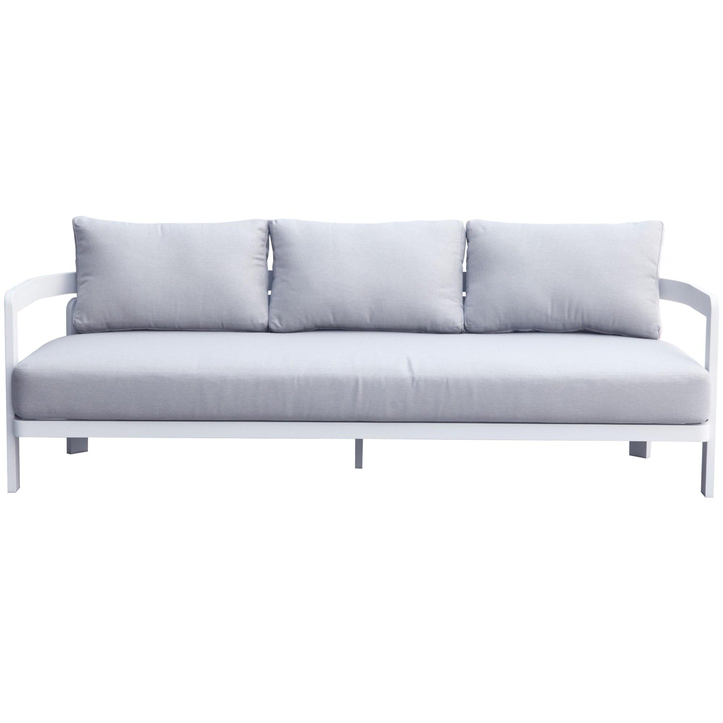 Sofá de 3 plazas Babylon aluminio blanco y textil gris medio
