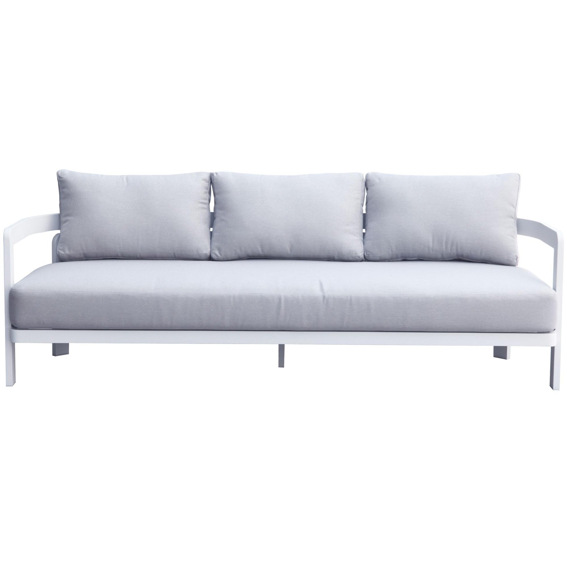 Sofá de 3 plazas Babylon aluminio blanco y textil gris medio