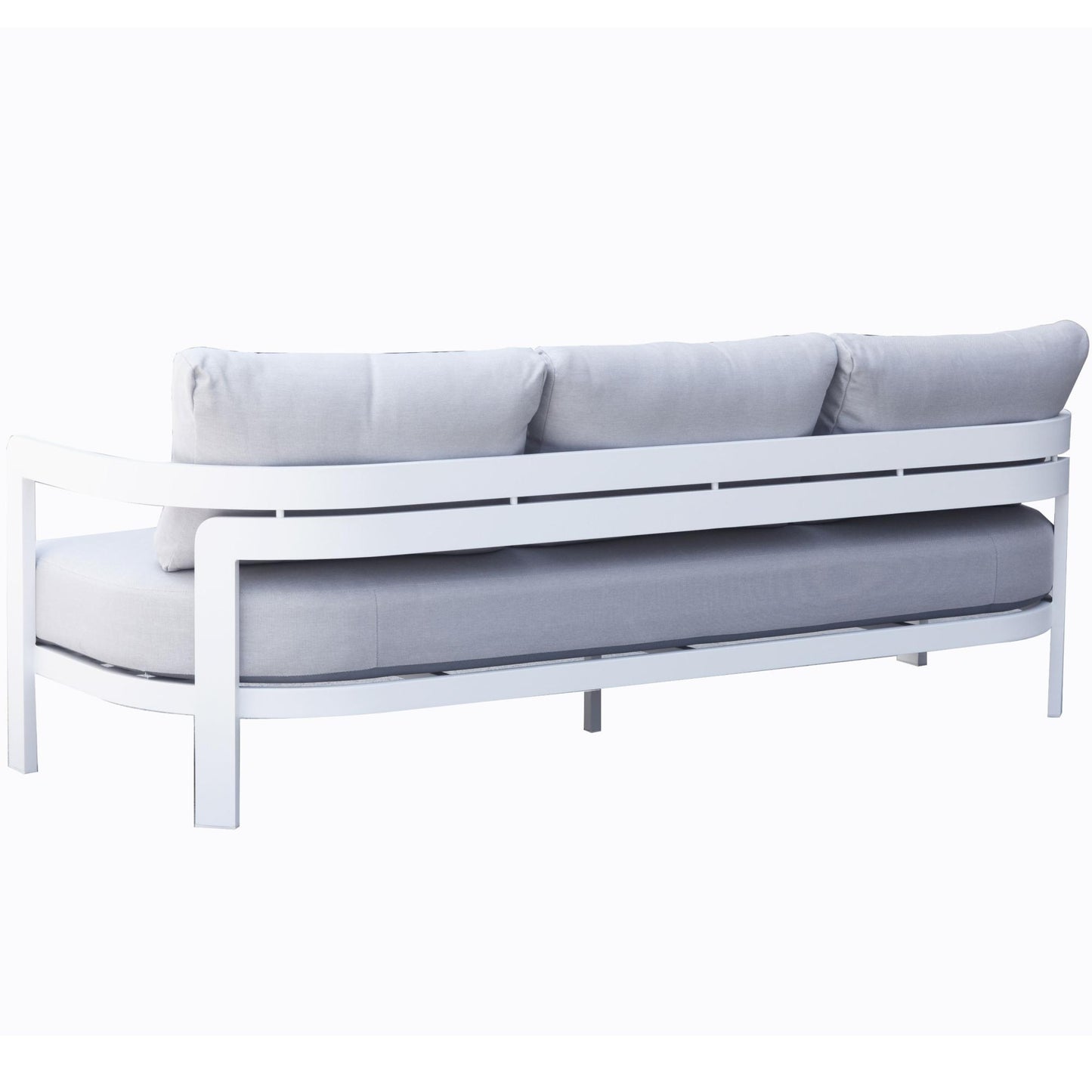 Sofá de 3 plazas Babylon aluminio blanco y textil gris medio