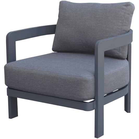 Sofá de 1 plaza Babylon aluminio gris antracita y textil  gris oscuro