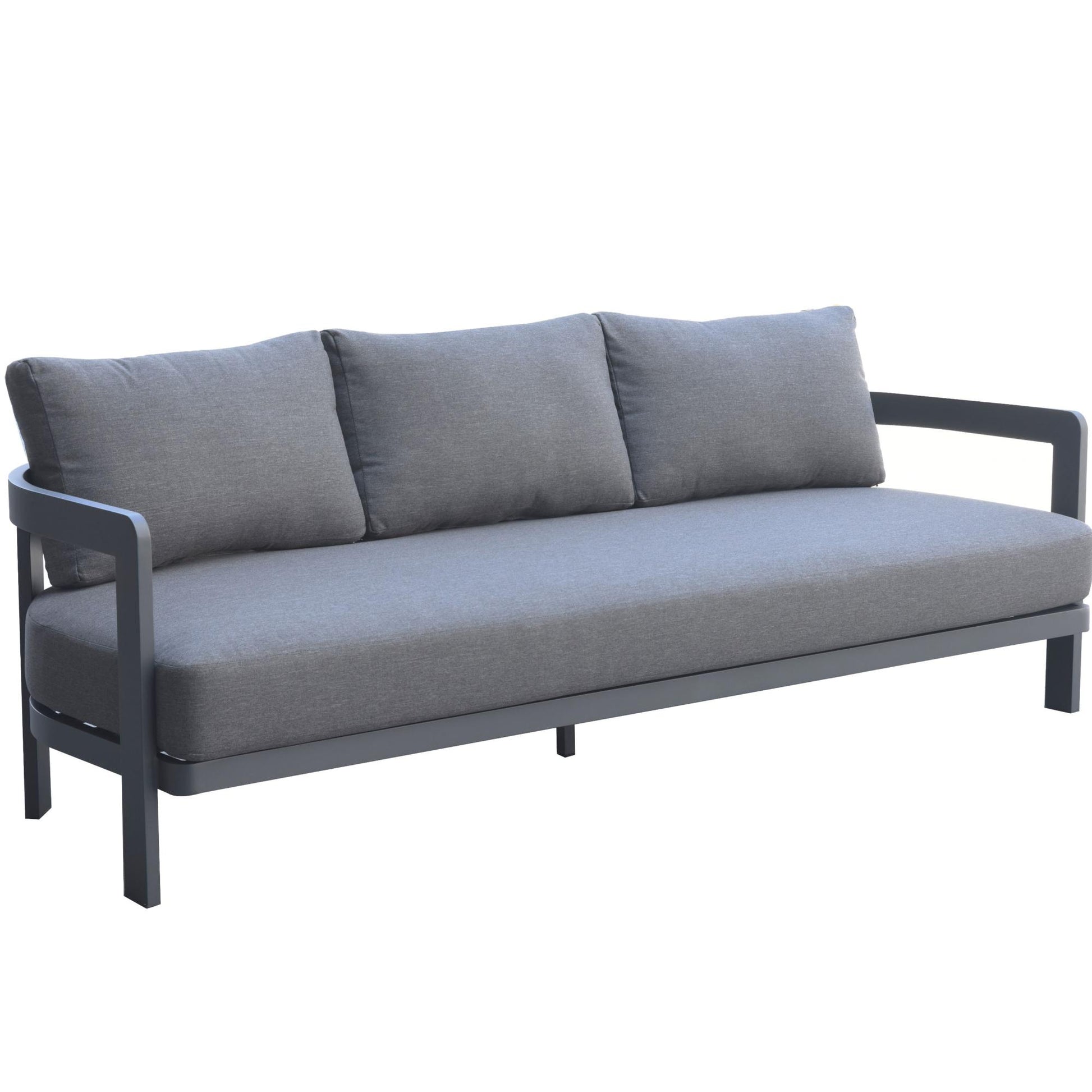 Sofá de 3 plazas Babylon aluminio gris antracita y textil gris oscuro