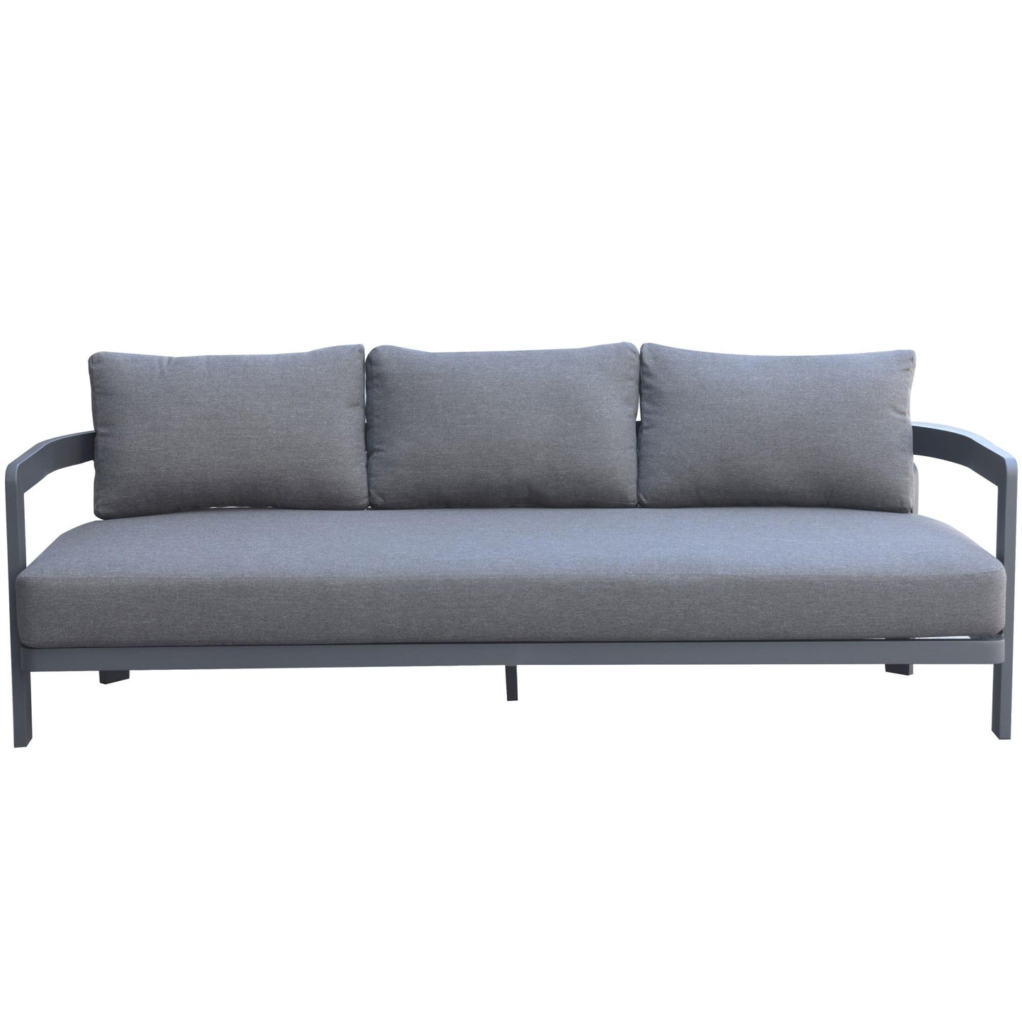 Sofá de 3 plazas Babylon aluminio gris antracita y textil gris oscuro