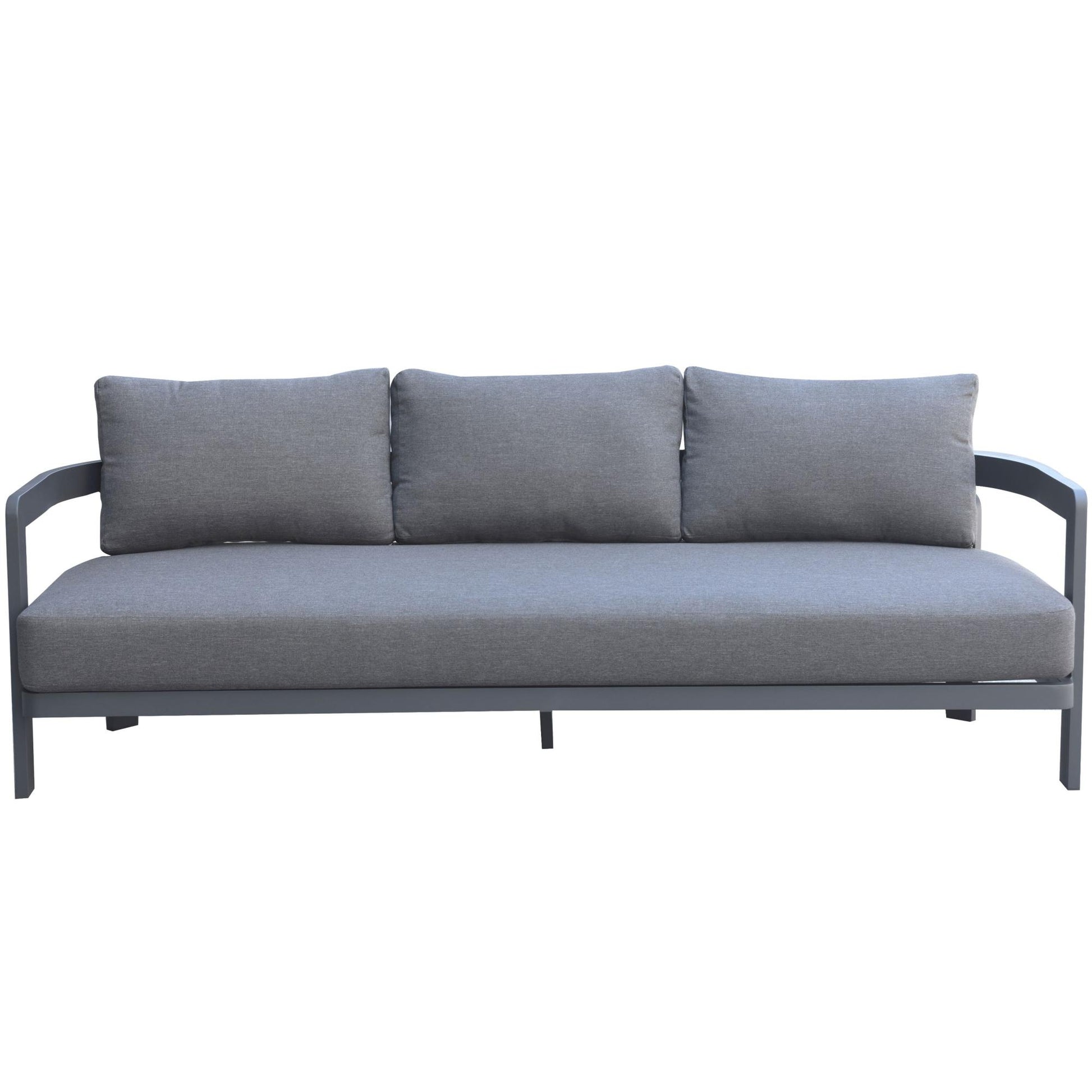 Sofá de 3 plazas Babylon aluminio gris antracita y textil gris oscuro