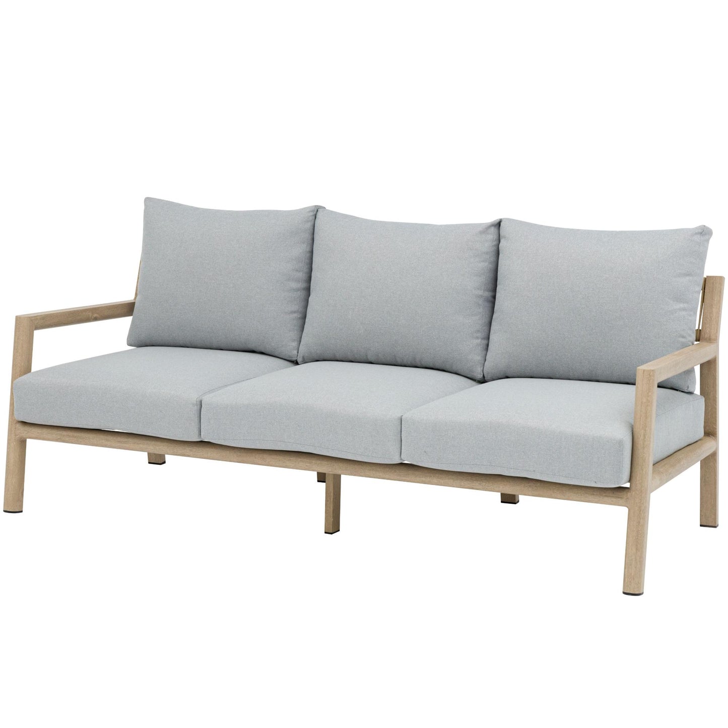 Sofá 3 plazas Harmony aluminio efecto madera y cuerda natural