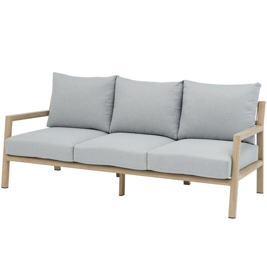 Sofá 3 plazas Harmony aluminio efecto madera y cuerda natural