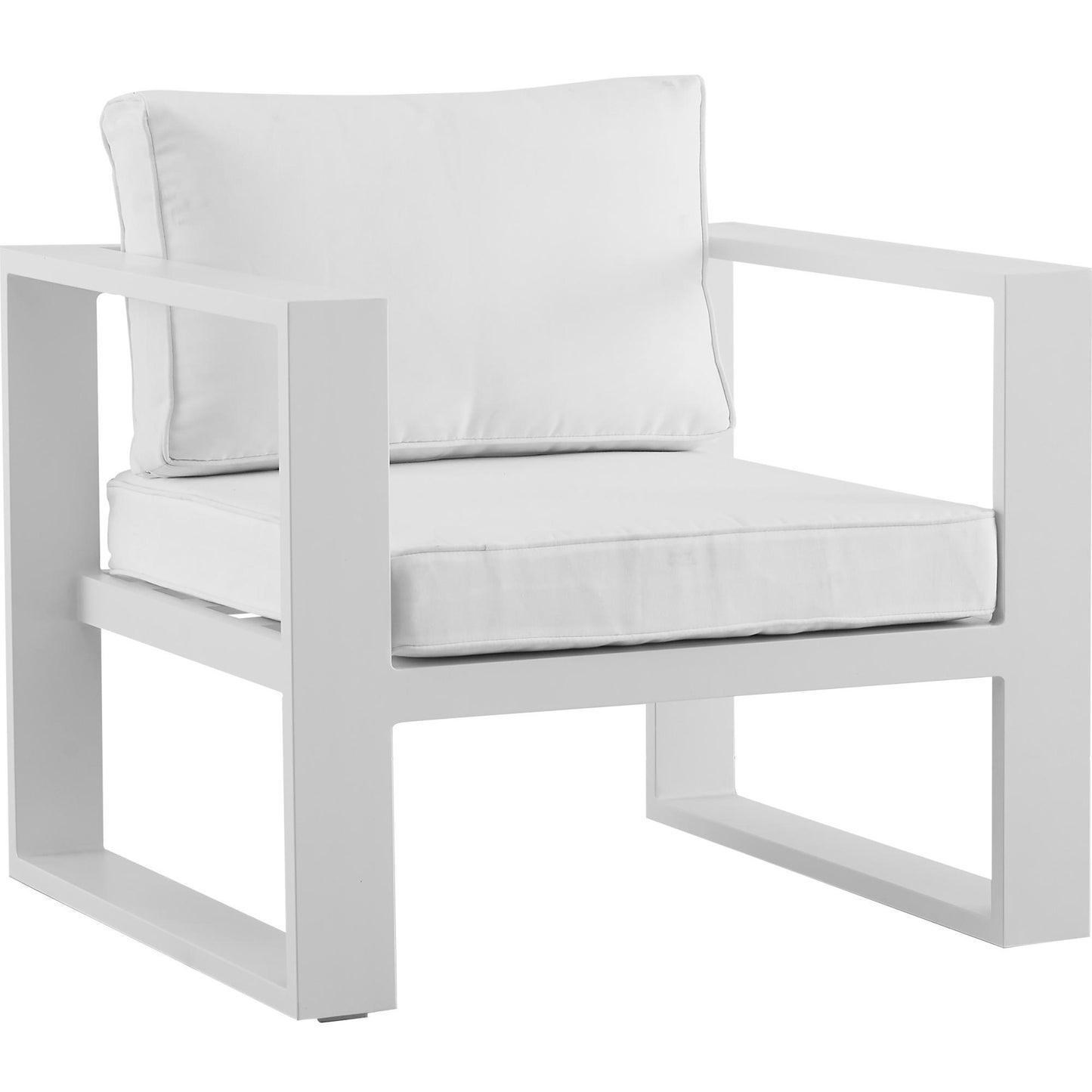 Sofá 1 plaza Niland aluminio y cojinería blanca