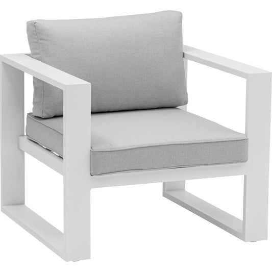 Sofá 1 plaza Niland aluminio blanco y cojinería gris claro