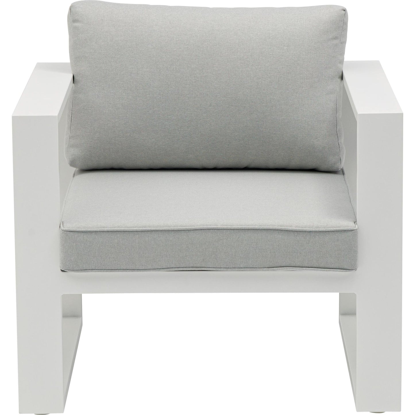 Sofá 1 plaza Niland aluminio blanco y cojinería gris claro