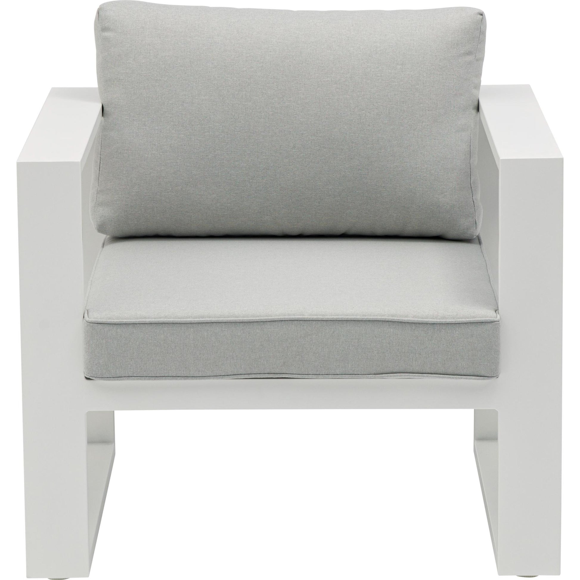 Sofá 1 plaza Niland aluminio blanco y cojinería gris claro