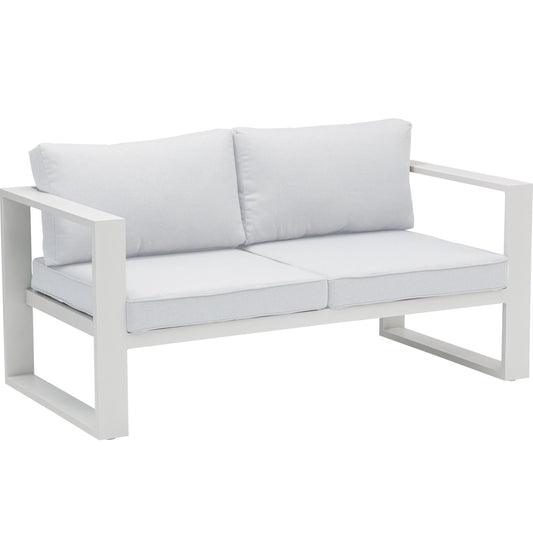 Sofá 2 plazas Niland aluminio  y cojinería blanca
