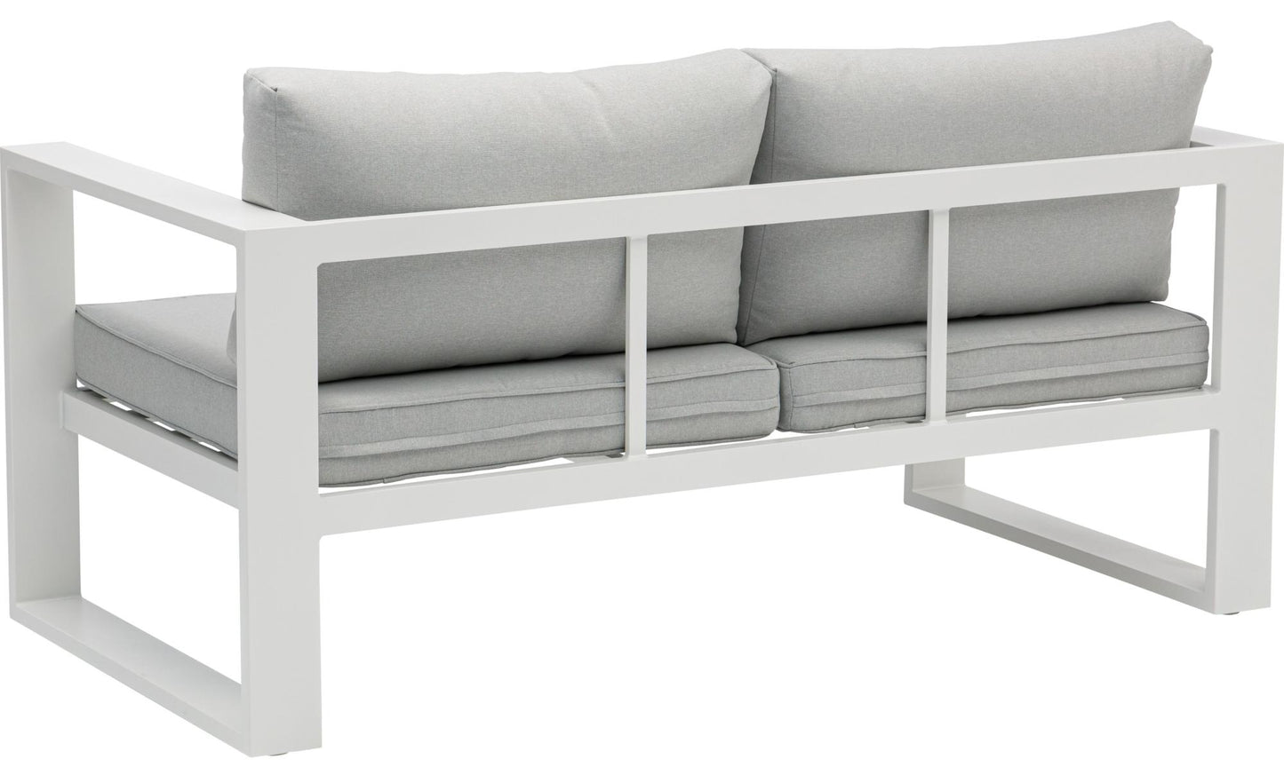 Sofá 2 plazas  Niland aluminio blanco y cojinería gris claro