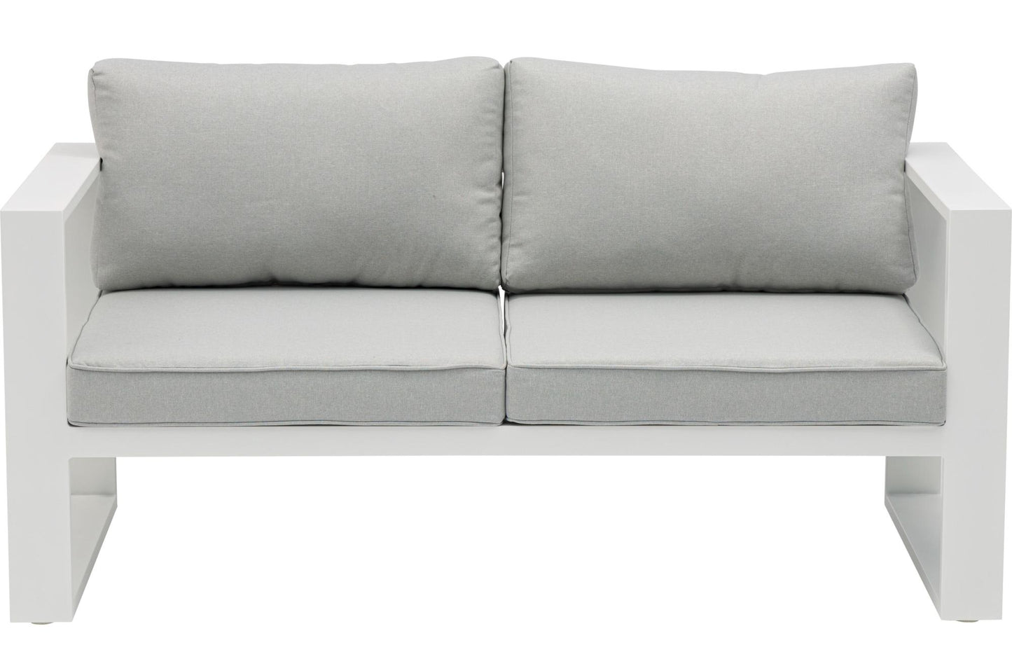 Sofá 2 plazas  Niland aluminio blanco y cojinería gris claro