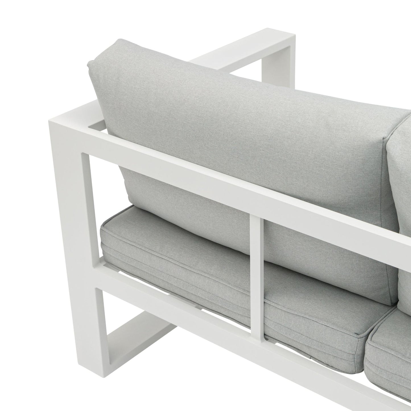 Sofá 2 plazas  Niland aluminio blanco y cojinería gris claro