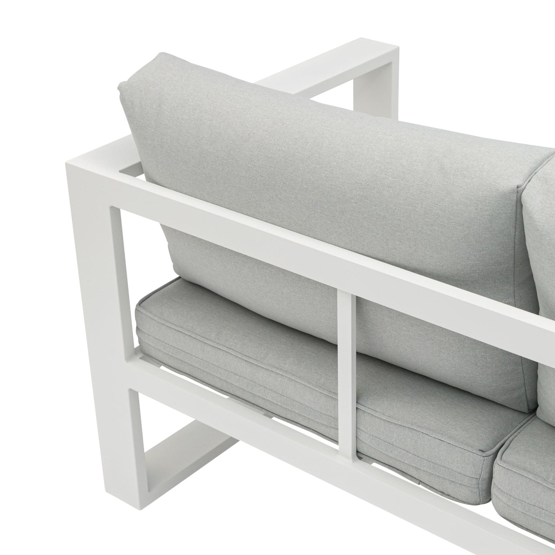 Sofá 2 plazas  Niland aluminio blanco y cojinería gris claro