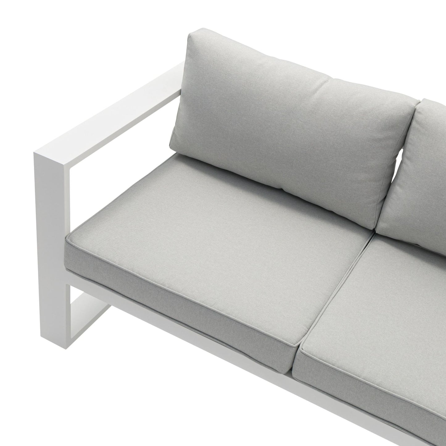 Sofá 2 plazas  Niland aluminio blanco y cojinería gris claro