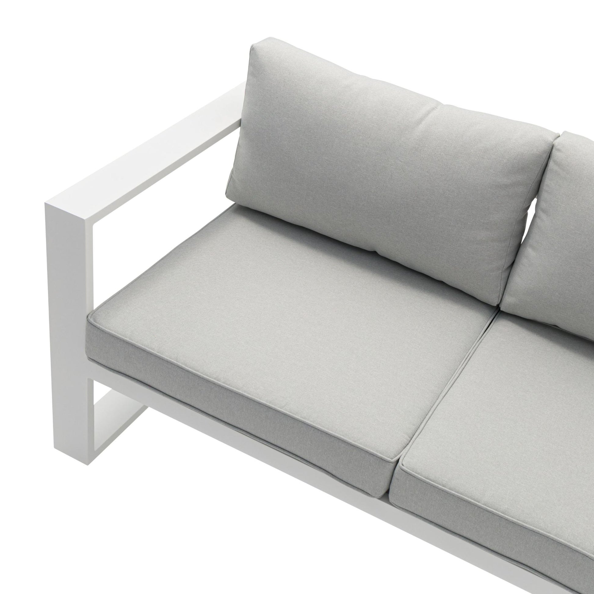 Sofá 2 plazas  Niland aluminio blanco y cojinería gris claro