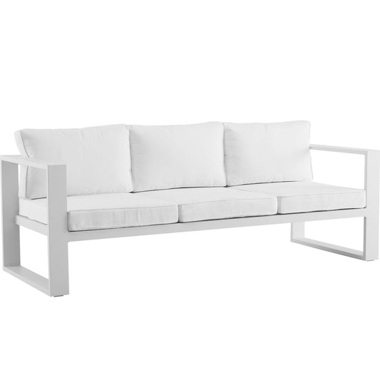 Sofá 3 plazas Niland aluminio y cojinería blanca